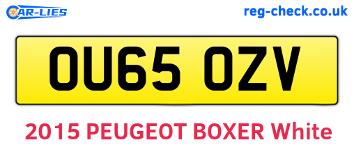 OU65OZV are the vehicle registration plates.