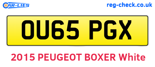 OU65PGX are the vehicle registration plates.