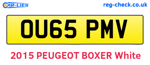 OU65PMV are the vehicle registration plates.