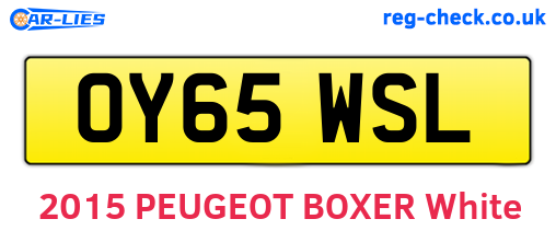 OY65WSL are the vehicle registration plates.