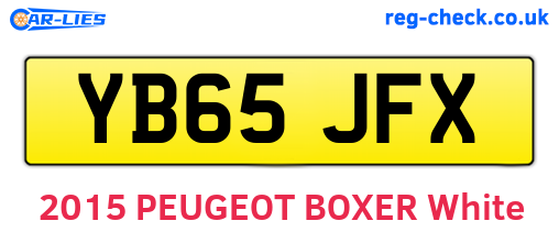 YB65JFX are the vehicle registration plates.