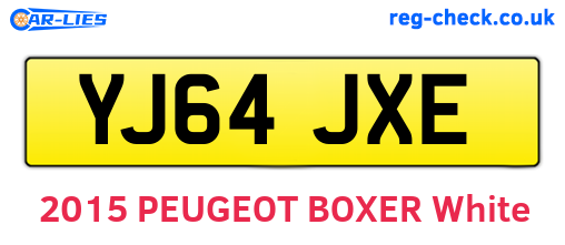 YJ64JXE are the vehicle registration plates.
