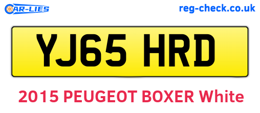 YJ65HRD are the vehicle registration plates.