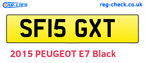 SF15GXT are the vehicle registration plates.
