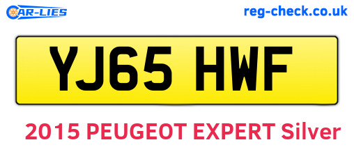 YJ65HWF are the vehicle registration plates.