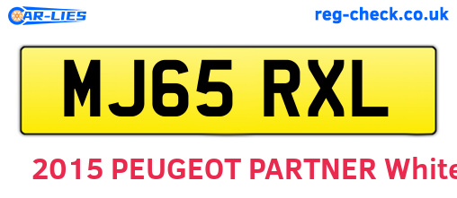 MJ65RXL are the vehicle registration plates.