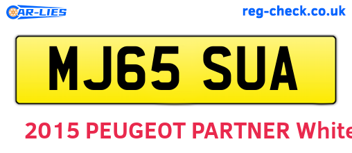 MJ65SUA are the vehicle registration plates.