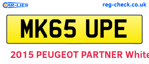 MK65UPE are the vehicle registration plates.