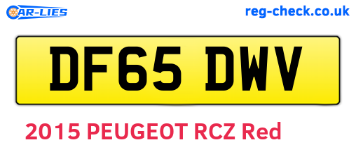 DF65DWV are the vehicle registration plates.