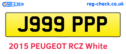 J999PPP are the vehicle registration plates.