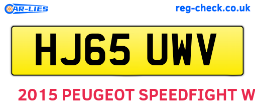 HJ65UWV are the vehicle registration plates.