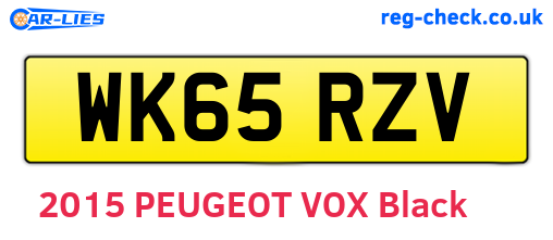 WK65RZV are the vehicle registration plates.
