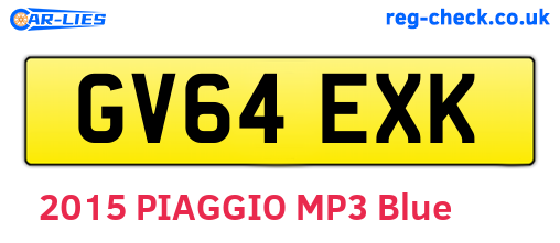 GV64EXK are the vehicle registration plates.