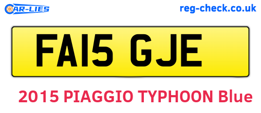 FA15GJE are the vehicle registration plates.