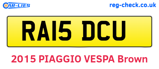 RA15DCU are the vehicle registration plates.
