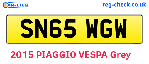 SN65WGW are the vehicle registration plates.