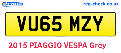 VU65MZY are the vehicle registration plates.