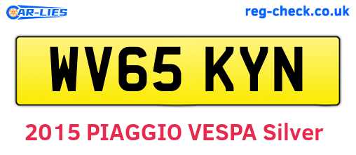 WV65KYN are the vehicle registration plates.