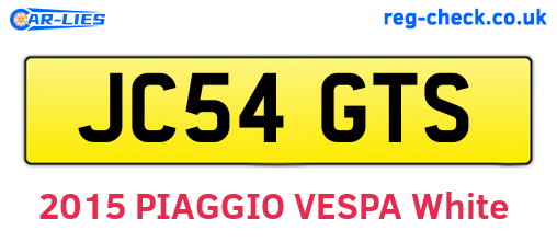 JC54GTS are the vehicle registration plates.