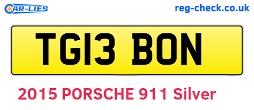 TG13BON are the vehicle registration plates.