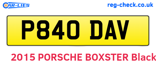 P840DAV are the vehicle registration plates.
