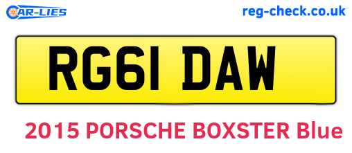 RG61DAW are the vehicle registration plates.