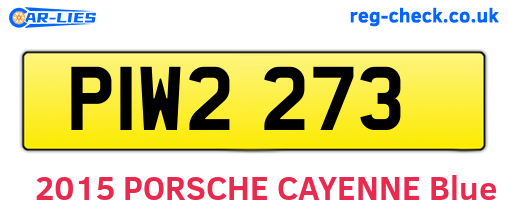 PIW2273 are the vehicle registration plates.