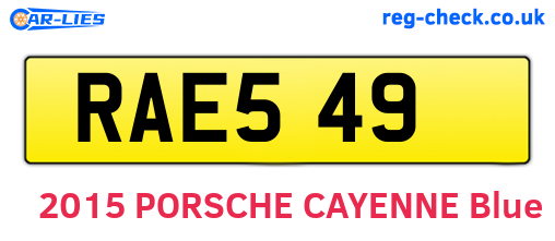 RAE549 are the vehicle registration plates.