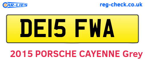 DE15FWA are the vehicle registration plates.