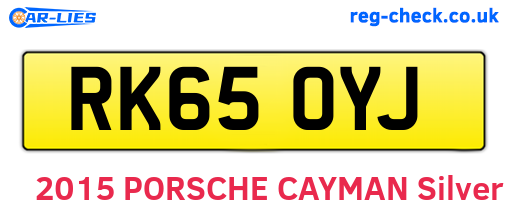 RK65OYJ are the vehicle registration plates.
