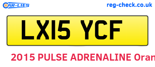LX15YCF are the vehicle registration plates.
