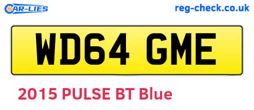 WD64GME are the vehicle registration plates.