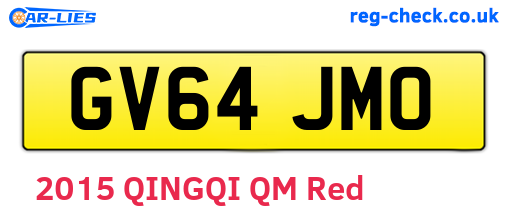 GV64JMO are the vehicle registration plates.