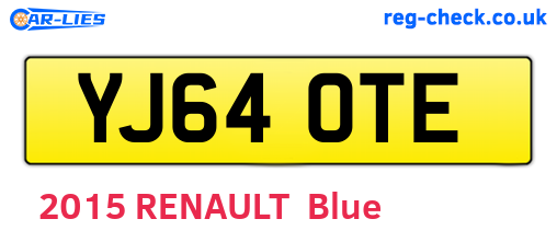 YJ64OTE are the vehicle registration plates.