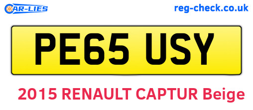 PE65USY are the vehicle registration plates.