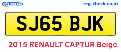 SJ65BJK are the vehicle registration plates.