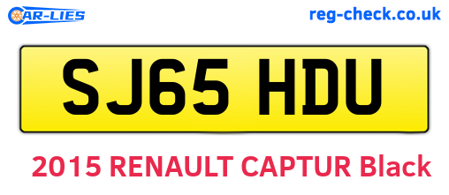 SJ65HDU are the vehicle registration plates.