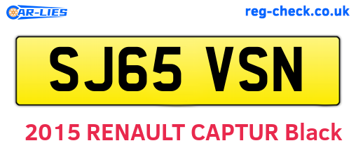 SJ65VSN are the vehicle registration plates.