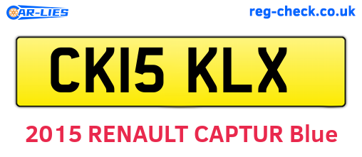 CK15KLX are the vehicle registration plates.