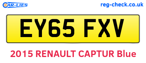EY65FXV are the vehicle registration plates.