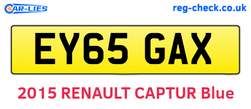 EY65GAX are the vehicle registration plates.