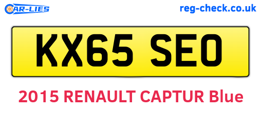 KX65SEO are the vehicle registration plates.