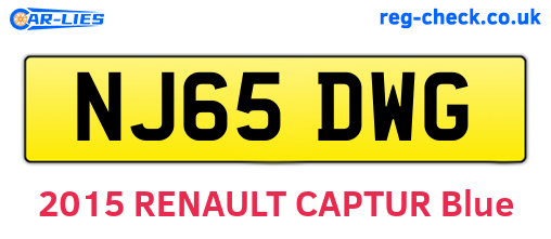 NJ65DWG are the vehicle registration plates.