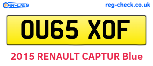 OU65XOF are the vehicle registration plates.
