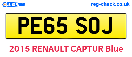 PE65SOJ are the vehicle registration plates.