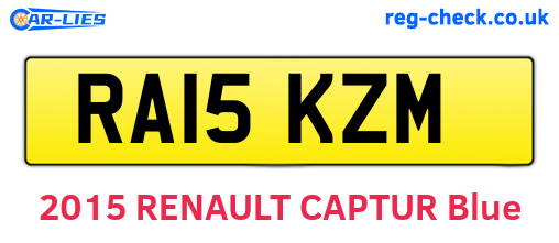 RA15KZM are the vehicle registration plates.