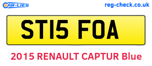ST15FOA are the vehicle registration plates.