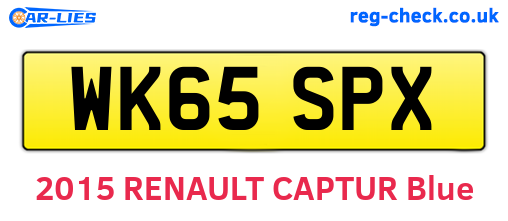 WK65SPX are the vehicle registration plates.