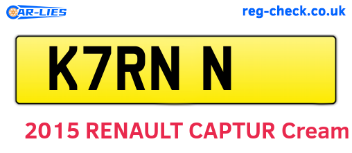 K7RNN are the vehicle registration plates.