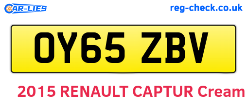 OY65ZBV are the vehicle registration plates.